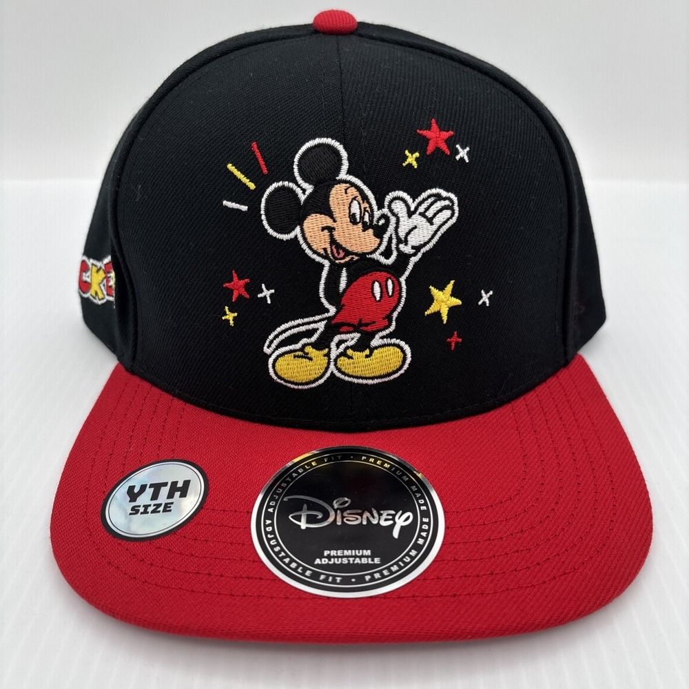 Disney Mickey Mouse Lids Exclusive Snapback Youth Hat Black Red Adjustable Cap